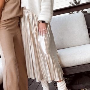Luxxel Make It Memorable Champagne Midi Skirt